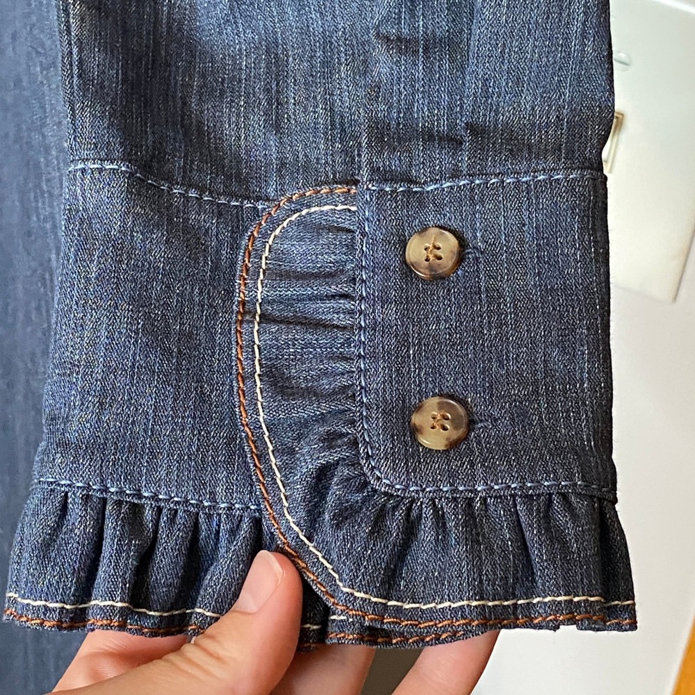 Lafayette 148 Womens Denim Shirt Dress Large Blue Western Quiet Luxury Preppy - Picture 9 of 10